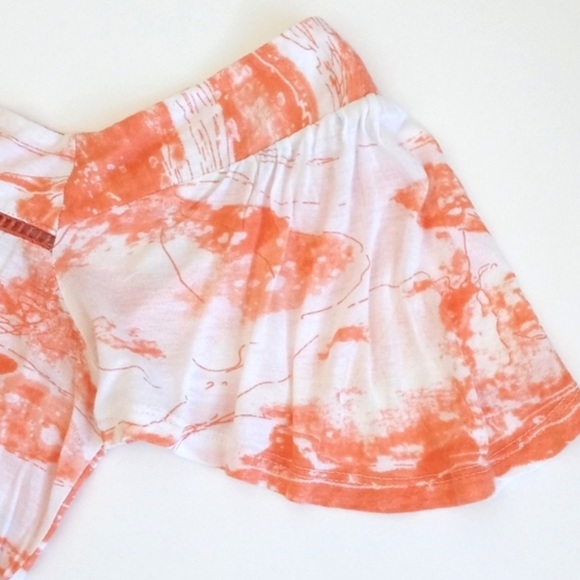 Kimchi & Blue Women’s Orange White & Sky Blue Rayon Cap Sleeve Summer Blouse XS - Picture 7 of 12